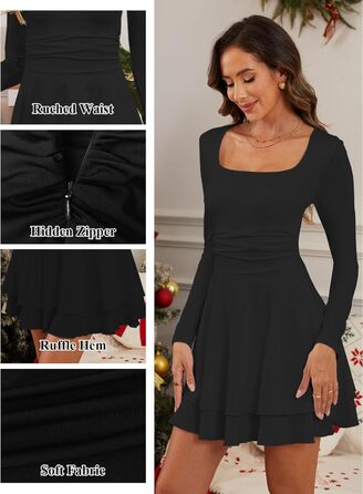 Чорне міні-плаття з довгим рукавом, облягаюче, на вечірку/коктейль, для клубу, розмір M