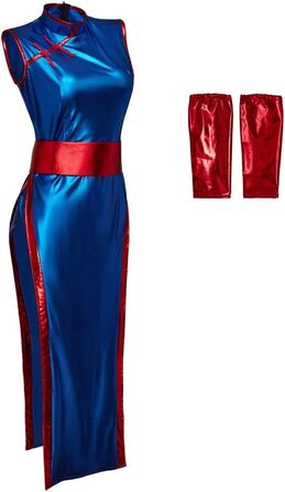 Костюм для косплею iSHOWcos Chi Chi - Чонгсам, сексуальне синє плаття, костюм на Хелловін, 3XL