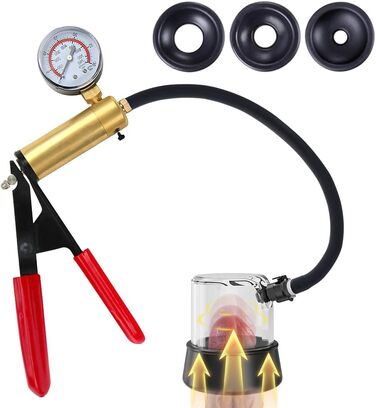 Набір для розтягування кавернозного тіла (Eichel Stretcher) з вакуумним насосом та манометром для чоловіків. Професійний набір для покращення ерекції та інтимного задоволення. 3 манжетки.