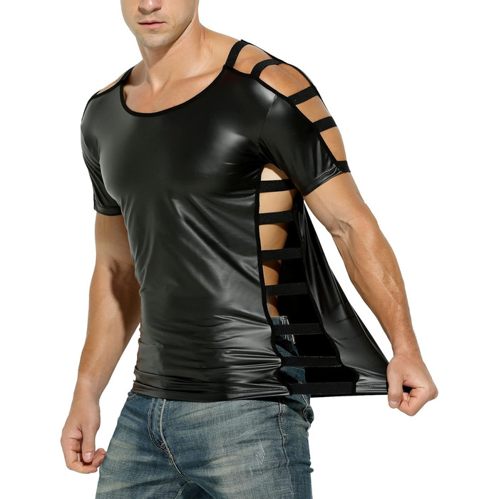 Чоловіча футболка з латексу, напіврукав, вирізи XL