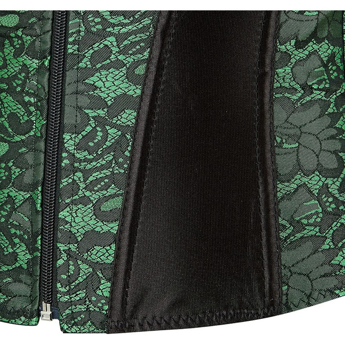 Корсет Vollbrust з блискавкою для жінок, готичний стиль (M, Зелений)