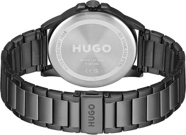 Чоловічий аналоговий кварцовий годинник HUGO First Collection, чорний сталевий ремінець