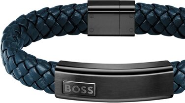 Шкіряний плетений браслет чоловічий BOSS Jewelry колекція LANDER, синій