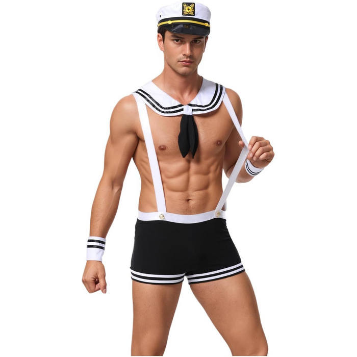 Костюм поліцейського для чоловіків: поліцейський костюм, комплект стриптера, форма, шапка, лацхави, білий, універсальний розмір