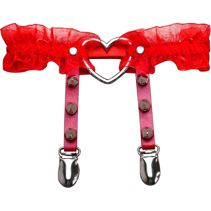 Жіночі шкіряні гетри на стегна, регульовані, з затискачами у формі серця, в стилі панк/готичний, 2 шт. (чорний, білий мереживо)