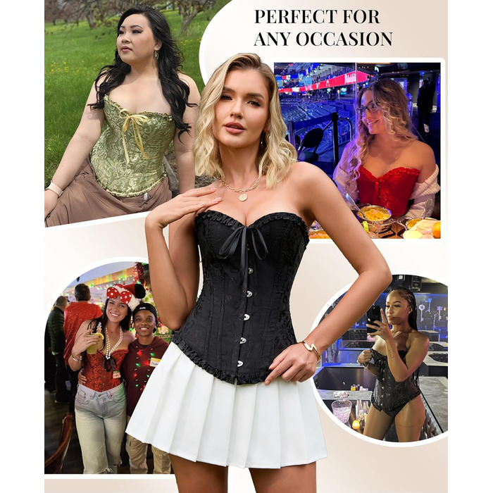 Корсетний топ SZIVYSHI для повного бюсту: готичний корсет, бюстгальтер, вінтажний корсаж, чорний, XS