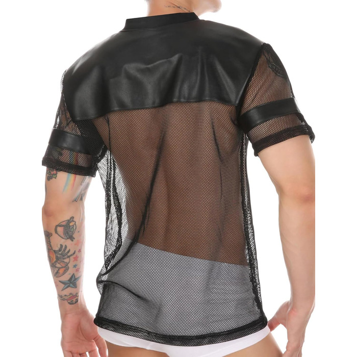 Чоловіча футболка AIEOE з сітчастою вставкою, спортивна, коротка, сітка, сексуальна, топ - S