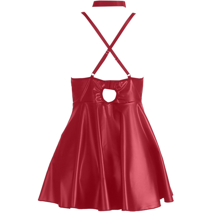 Набір жіночої білизни: ремінь, шкарпетки, спідниця з екошкіри, регульований комірний ланцюжок (Червоний, XL)