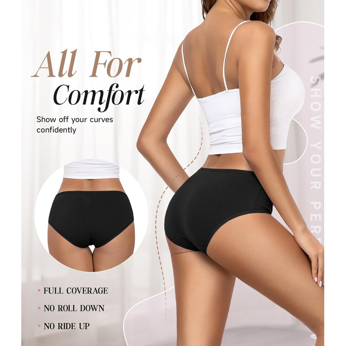 Танстк (TANSTC) жіночі труси-сліпи з бавовни, 6 шт. в упаковці, низька посадка, еластичні, дихаючі, чорний, XL