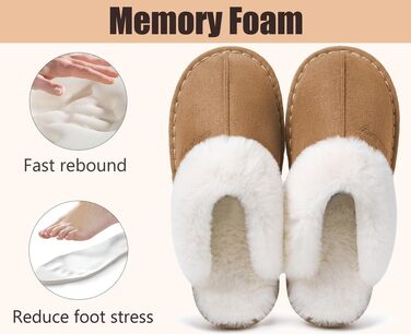 Унісекс зимові домашні капці з ефектом пам'яті (Memory Foam), теплі та м'які, світло-коричневі, розмір 38.5/40 EU