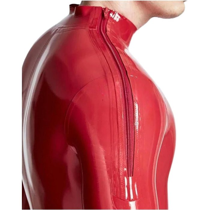 Комбінезон чоловічий TIANXIAOQWE з подвійним блискавкою на плечах, облягаючий, латексний, catsuit, червоний, 54