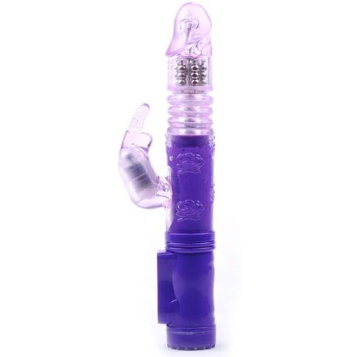 Вібратор PleasureBoxxx Rampant Rabbit з ротаційними перлами, стимулятор клітора, фіолетовий