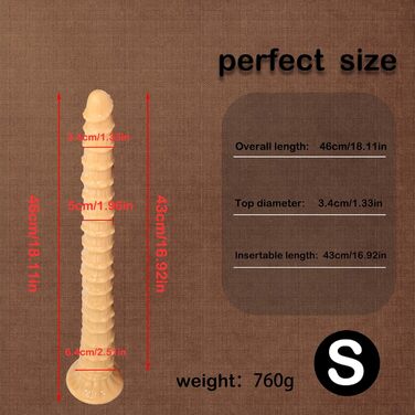 Гігантський Дилда Yasexx: Супердовгий Дилда з Чашкою для Вакууму, Простата, Стимуляція G-точки, для Чоловіків та Жінок (46 см)