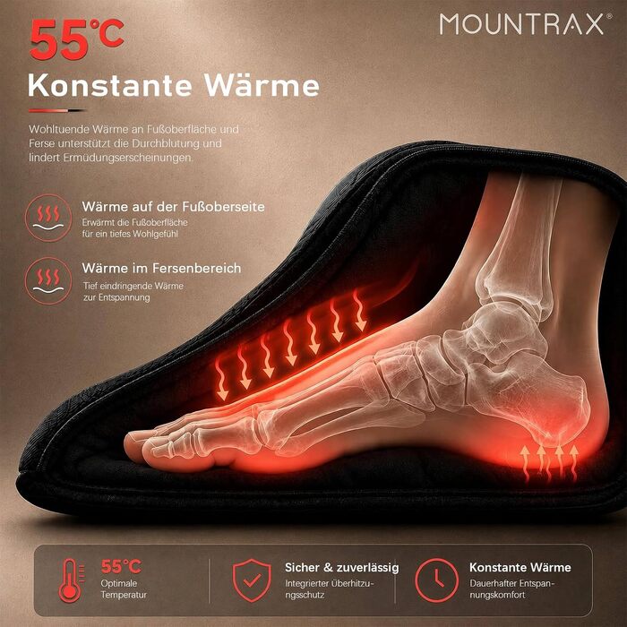 Масажер для ніг Mountrax Shiatsu з підігрівом до 55°C від п'яткової шпори та плантарного фасціїту, матовий сіро-сталевий