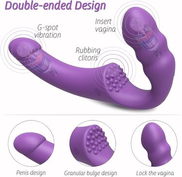 Вібратор для пар з двома головками та пультом керування - 15 режимів, для стимуляції клітора та G-точки, фіолетовий