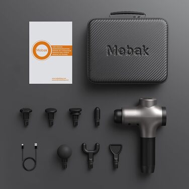 Перкусійний масажер Mebak 3 Massage Gun: електричний ручний масажер для м'язів та фасцій, 3200 об/хв, амплітуда 12 мм, 7 насадок, 5 рівнів інтенсивності, акумулятор 2600mAh (Сірий)