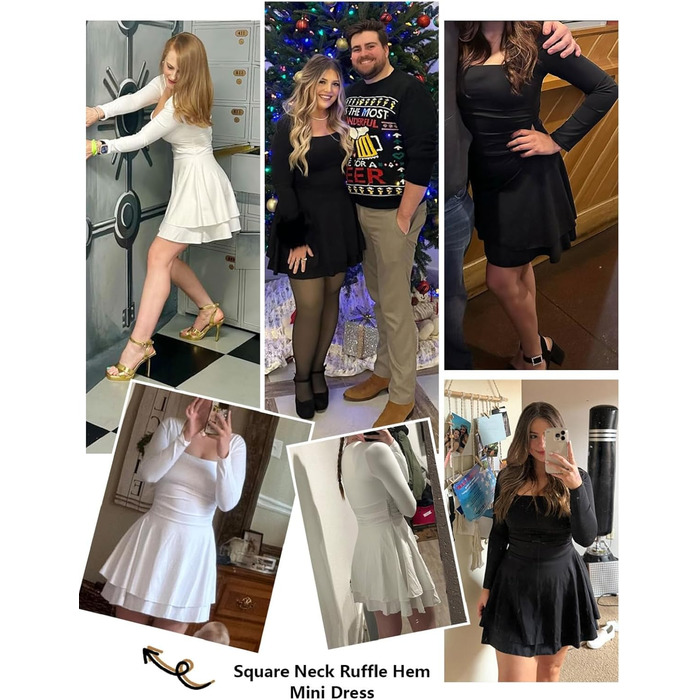 Сукня жіноча квадратним вирізом, елегантна вечірня, коктейльна, bodycon, на короткі/довгі рукави, міні, slim fit, висока талія, з фалдами, біла, розмір M