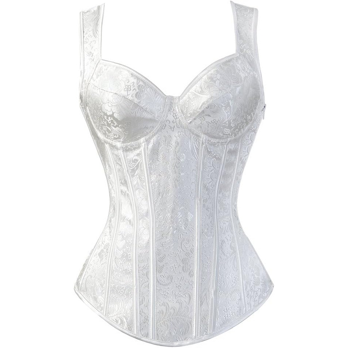Корсет для жінок Grebrafan з квітковим принтом, повний бюст, корсет, ретро, білий (28-30)