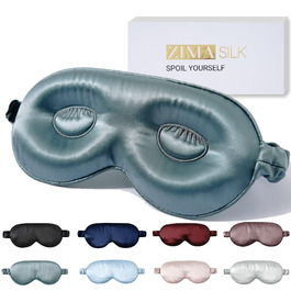 3D маска для сну ZIMASILK зі 100% натурального шовку mulberry (22 мом), регульована контурна маска з ефектом нульового тиску для довгих вій та нарощених вій, колір Blauer Dunst