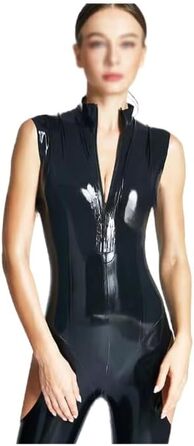 Латексний catsuit Gaylop чорного кольору з блискавкою спереду, без рукавів, для клубів та вечірок
