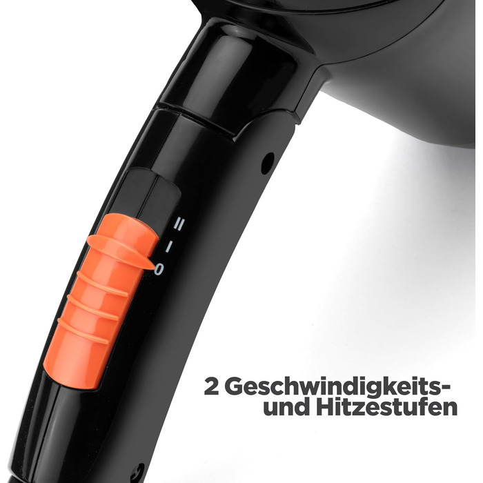Складаний дорожній фен BaByliss Travel Folding 2000W з універсальною напругою, 2 режими температури та швидкості, чорний/помаранчевий, 5334E
