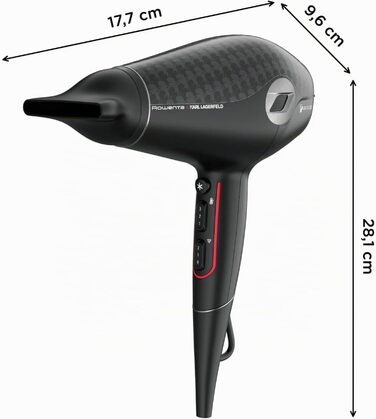 Випрямляч для волосся Rowenta x Karl Lagerfeld SF467L K/Pro Stylist з кератиновим покриттям Glow, іонізацією та вбудованим гребінцем, 140-210°C, чорний/червоний