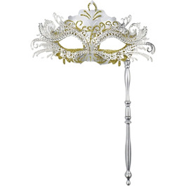 Маска для обличчя на паличці для вечірок, свят, карнавалу, сцени, косплею, реквізиту, напівмаска з мережива для жінок (червона)