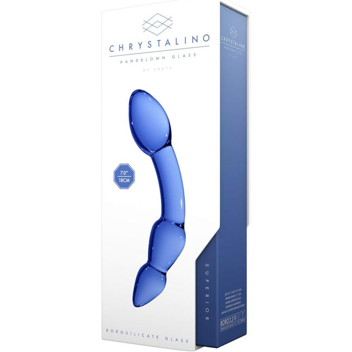 Дильдо Shots Chrystalino з боросилікатного скла, блакитний, 15 см