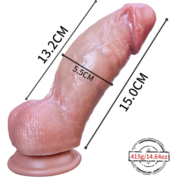 Реалістичний дилда ручної роботи з сильним присоском для безкоштовних ігор. М'який силіконовий фалос (Headmaster)