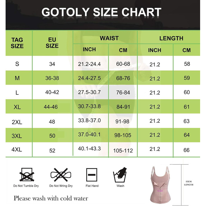 Корсет для живота та талії Gotoly Daen, фігуроформуючий боді, бежевий (XXL)