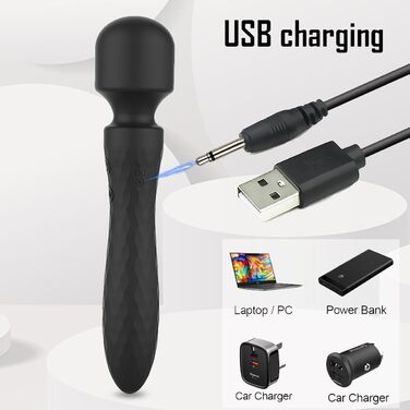 Вібратор JFRong Doppelkopf для дорослих: масажний стрижень з 10 режимами, стимулятор G-точки, тихий, водонепроникний, чорний