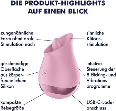Satisfyer Tongue Player: вібратор для жінок, 8 режимів вібрації та стимуляції язичка, водонепроникний (IPX7), USB-C зарядка, силікон