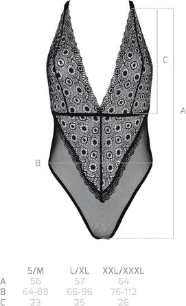 Сексуальний жіночий комплект білизни Selente Love & Fun, Made in EU, з корсетом та сліпом/боді, ексклюзивна маска для очей з атласу (XXL-3XL, боді чорний, прозорий, еко-матеріал)