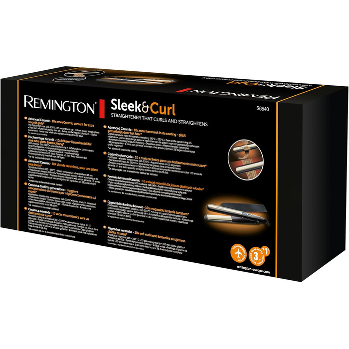 Випрямляч для волосся Remington Sleek & Curl S6500 з керамічним покриттям Ultra-Turmalin, LCD-дисплеєм, 150-230°C для випрямлення та створення локонів