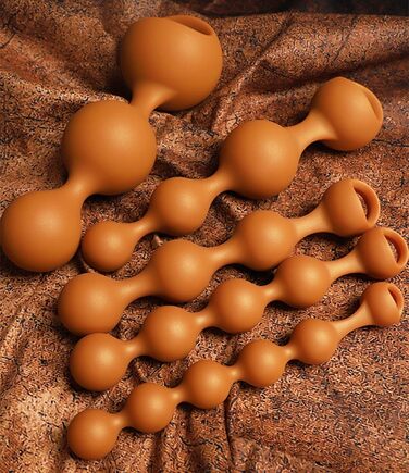 Анальні кулі з силікону різних розмірів (5 шт.) для тренування та масажу. Анальний плаг, дилататор, гачок, анальдуше. Іграшки для дорослих, unisex