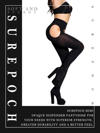 СUREPOCH Штрих-панчіх для жінок великих розмірів, відкритий крок (3XL-4XL, Равенчорний)