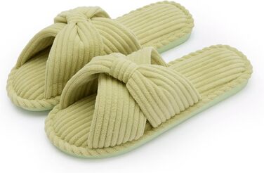 Жіночі капці Chantomoo з ефектом пам'яті (Memory Foam), відкриті пальці, вельветові домашні та ванні капці, протиковзкі та комфортні, колір зелений, розмір 37/38 EU