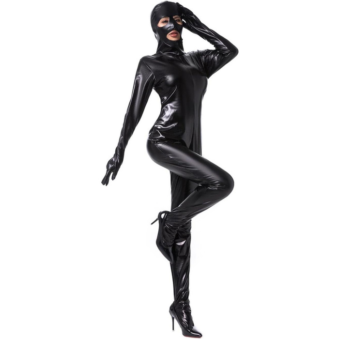 Комбінезон з лакованої шкіри Gitdot для чоловіків та жінок, латексний повсякденний костюм, повний латексний комбінезон