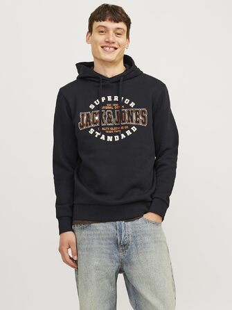 Чоловіча велика худі Jack & Jones Plus Size з логотипом, чорна