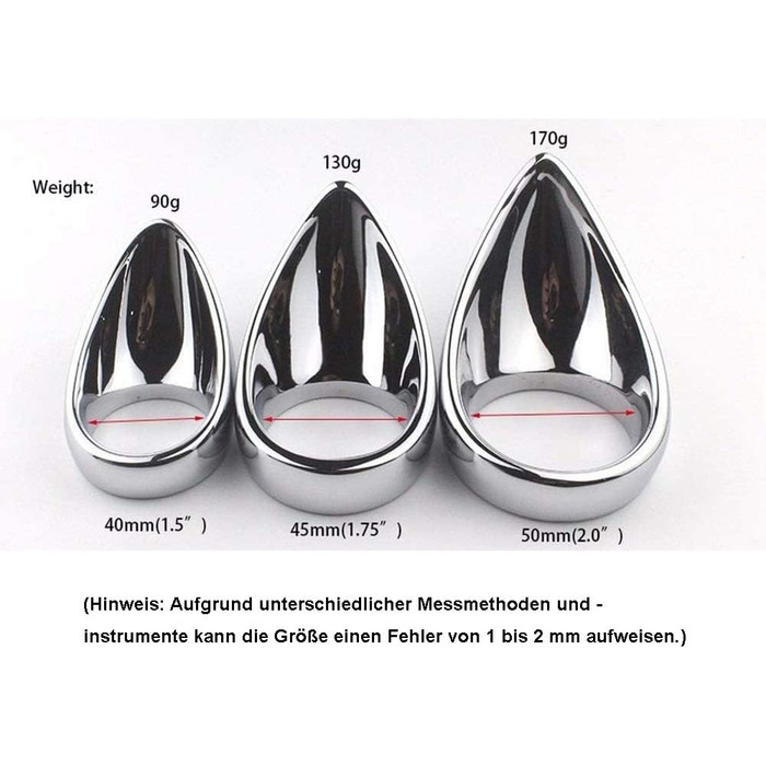 Кольця для пениса Jinqian EINZIGARTIGE Form - набір для чоловіків, сталь, розмір 40 мм