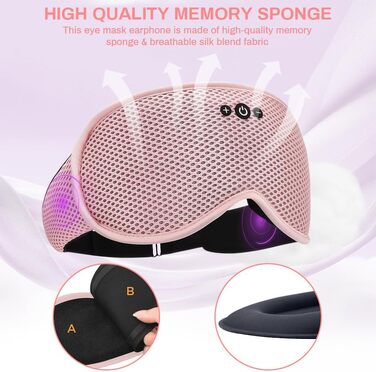 Bluetooth маска для сну flintronic з навушниками V5.4, бездротові стереонавушники для сну, подорожей, йоги та медитації, блідо-рожево-сіра