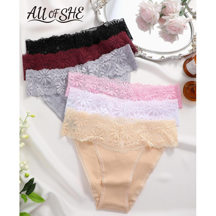 6-пакет жіночих трусиків: мереживо, бавовна, сексуальні, дихаючі, м'які, hipster, S-XL