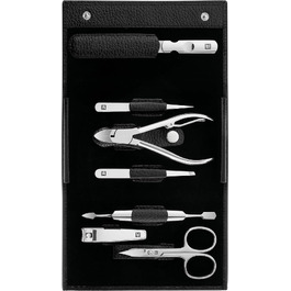 Набір для манікюру та педикюру ZWILLING Premium Edition (7 предметів), полірована нержавіюча сталь, шкіряний дорожній футляр, чорний