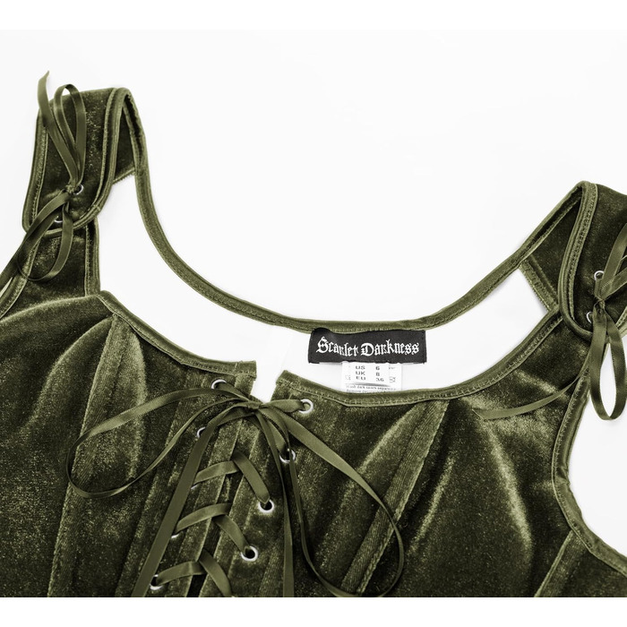 Корсет жіночий Ренесанс SCARLET DARKNESS, оливковий, з мереживом та шнурівкою