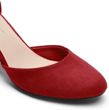 Жіночі туфлі-човники DREAM PAIRS на стійких підборах з ремінцем на щиколотці, весільне взуття (36.5 EU, червоні)