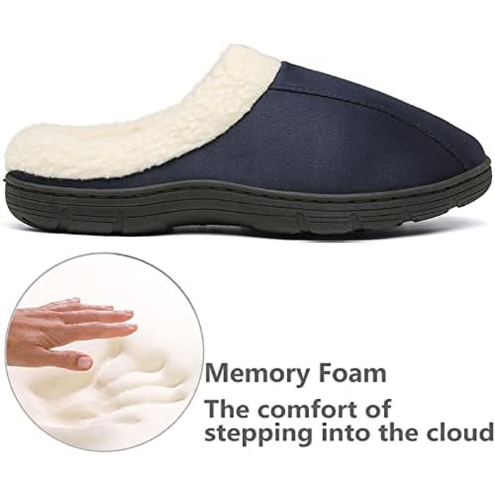 Чоловічі домашні капці з ефектом пам'яті Memory Foam, плюшеві замшеві тапочки (розмір 44/45 EU, темно-сині)