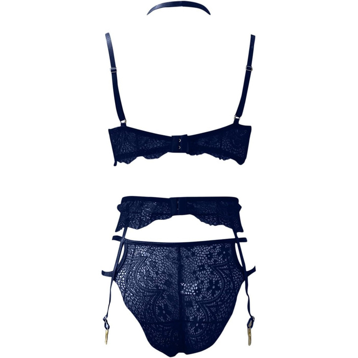 Сексуальний комплект нижньої білизни WILLBEST: мереживний бюстгальтер та труси з ефектним верхом з екошкіри. Комплект нижньої білизни для жінок XXL.