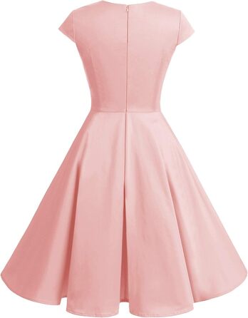 Сукня вінтаж Bbonlinedress 1950-х у стилі ретро, коктейльна Rockabilly з V-поглибленням, спідниця-кльош, вечірня, для вечірки, колір пудровий (M)