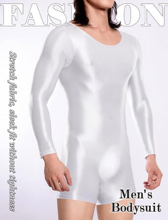 Спортивний комбінезон для чоловіків AIEOE з еластичним блиском, прозорий, облягаючий, для танців та спорту, тіло, розмір XL, білий