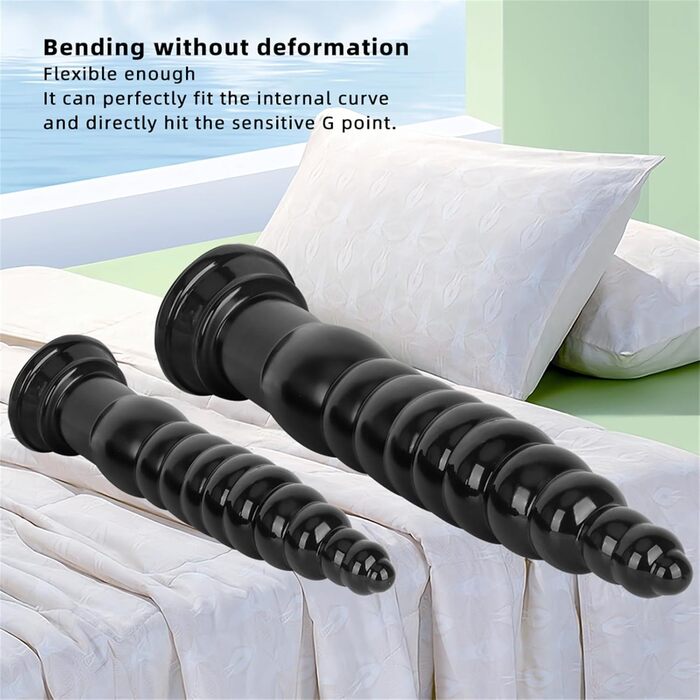 Анальний масажер Soarvlorfy з присоскою, XXL, чорний. Двосторонній анальний дилататор для чоловіків та жінок.